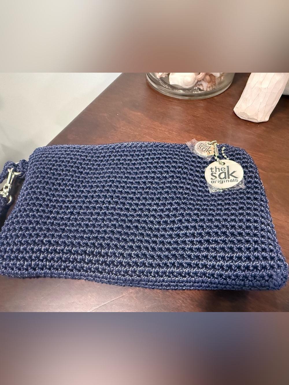 The Sak Navy Crocheted Wristlet Clutch